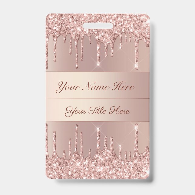 Rose Gold Badge Template with Custom Name Text (Front)