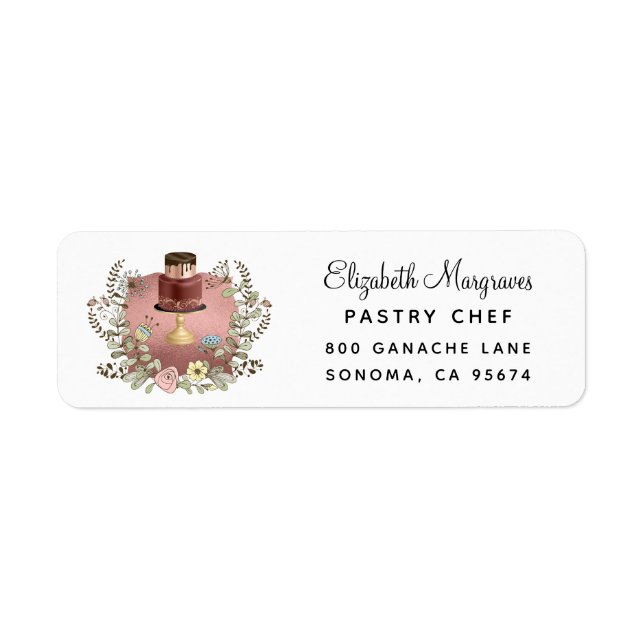 Rose Gold Baker Bakery Pastry Chef  Label (Front)