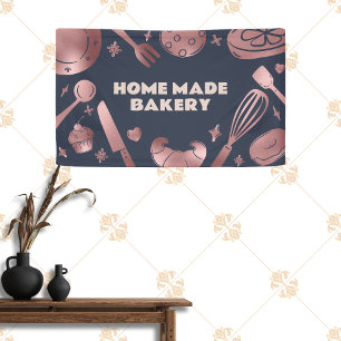 Rose Gold Baking Utensils Bakery Banner