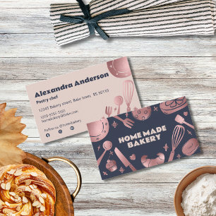Rose Gold Baking Utensils Bakery Business Card