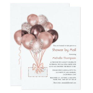 Rose Gold Balloon Baby or Bridal Shower by Mail Invitation