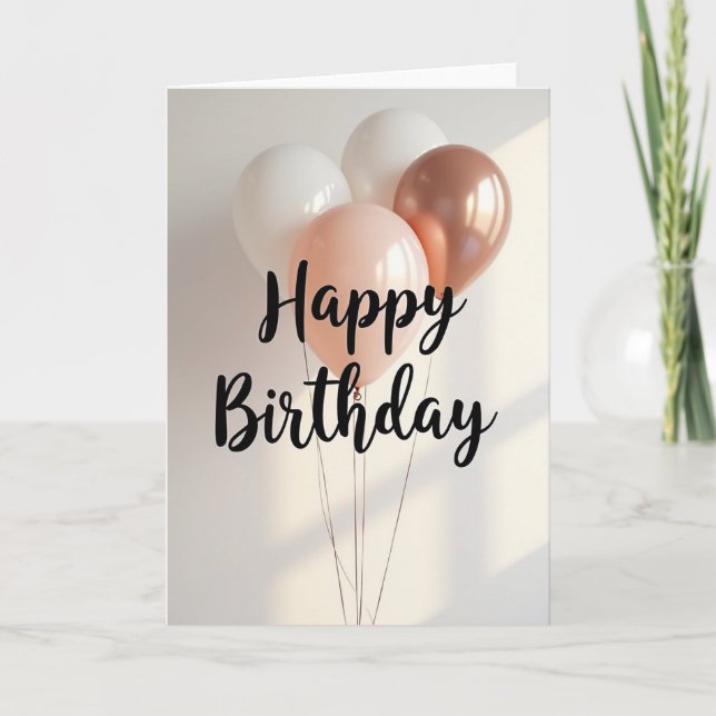 Rose Gold Balloon Birthday Card (Front)