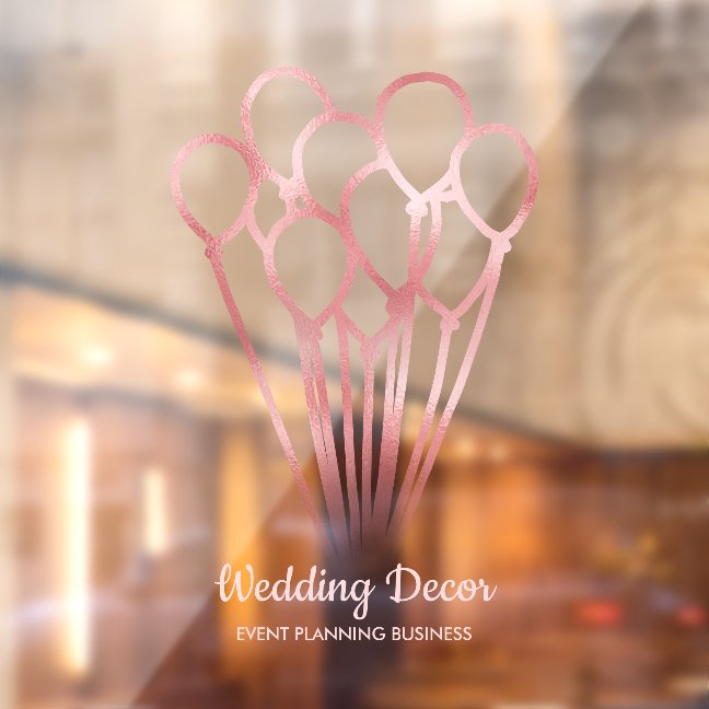 Rose gold balloon event planner window cling