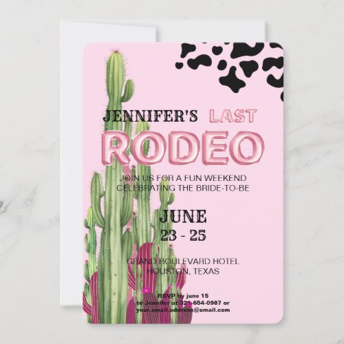 Rose gold balloon font Cowgirl bachelorette party Invitation