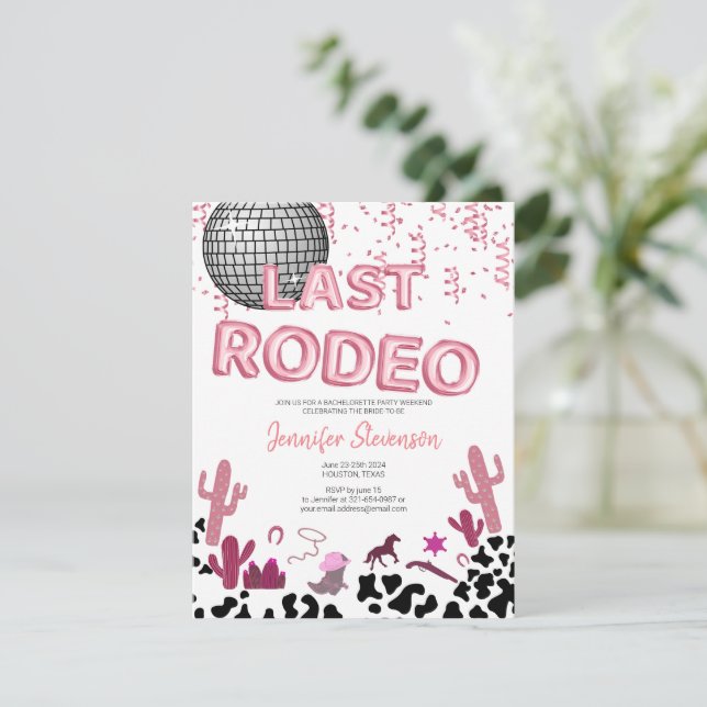Rose gold balloon font Cowgirl bachelorette party Note Card (Standing Front)