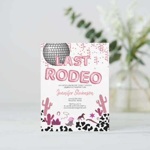 Rose gold balloon font Cowgirl bachelorette party Note Card