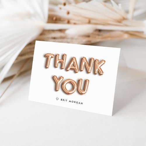 Rose Gold Balloon Personalized Thank You Card