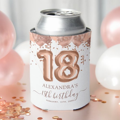 Rose Gold Balloons 18th Birthday Party Can Cooler