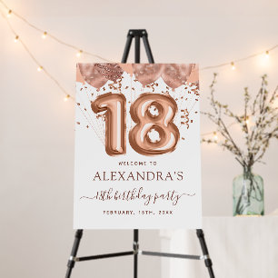 Rose Gold Balloons 18th Birthday Welcome Sign