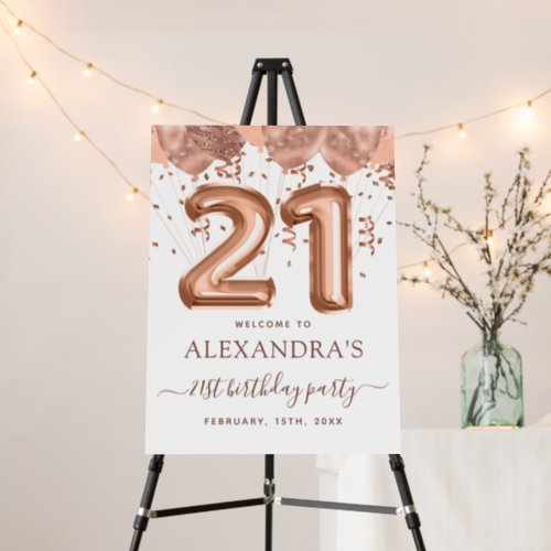 Rose Gold Balloons 21st Birthday Party Foam Board