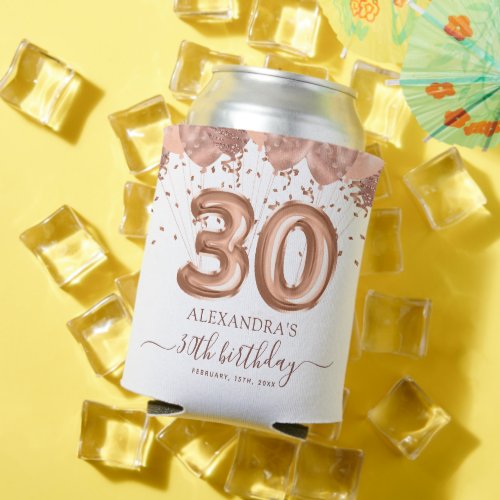 Rose Gold Balloons 30th Birthday Party Can Cooler