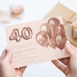 Rose Gold Balloons 40th Birthday Party Invitation<br><div class="desc">Rose Gold Balloons 40th Birthday Party Invitation

See matching collection in Niche & Nest Store</div>