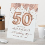 Rose Gold Balloons 50th Birthday Party Pedestal Sign<br><div class="desc">Get ready to celebrate in style because turning fifty is a milestone worth honoring, and our Fiftieth Birthday Party Blush Pink and Rose Gold Balloons and Confetti Pedestal Sign is here to add a touch of sophistication and fun to your grand bash! This pedestal sign strikes the perfect balance between...</div>