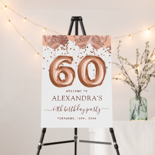 Rose Gold Balloons 60th Birthday Party Foam Board