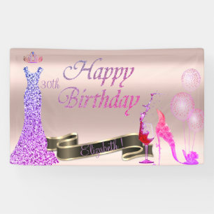 Rose Gold, Balloons,Glass,Heel,Glitter Dress Banner