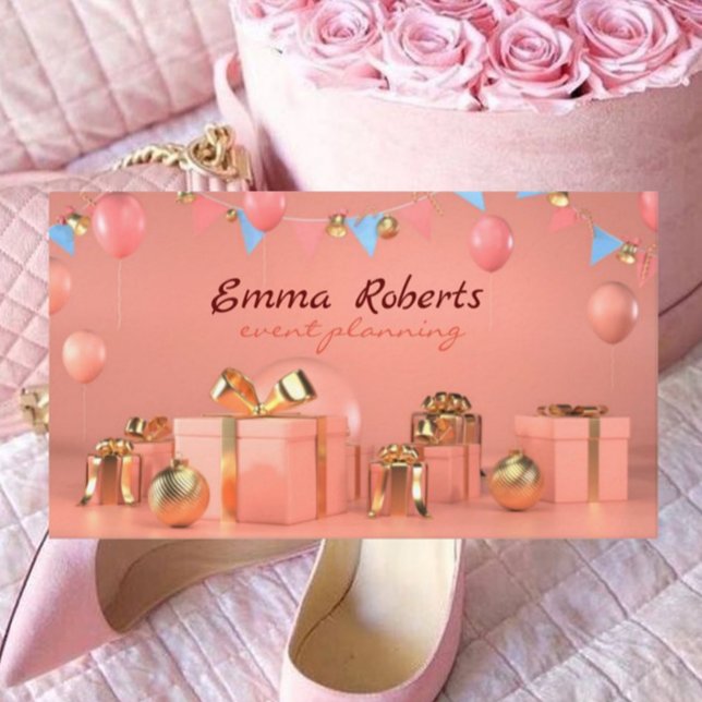 Rose Gold Balloons Modern Business card (Creator Uploaded)