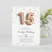 Rose Gold Balloons | Quinceanera Invitation (Standing Front)