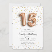 Rose Gold Balloons | Quinceanera Invitation (Front)