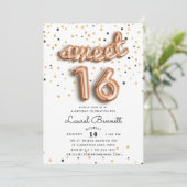 Rose Gold Balloons | Sweet 16 Party Invitation (Standing Front)
