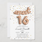 Rose Gold Balloons | Sweet 16 Party Invitation (Front)