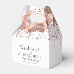 Rose Gold Balloons Thank You 13th Birthday Party  Favor Boxes