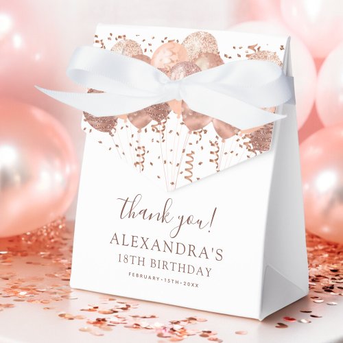 Rose Gold Balloons Thank You 18th Birthday Party  Favor Boxes