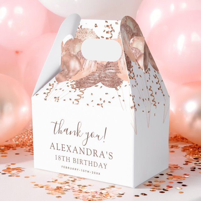 Rose Gold Balloons Thank You 18th Birthday Party  Favor Boxes (Creator Uploaded)