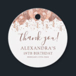 Rose Gold Balloons Thank You 18th Birthday Party  Favor Tags<br><div class="desc">Elevate your gratitude game with a dash of humor and a whole lot of style using our Rose Gold Blush Pink Balloons Confetti Birthday Party Thank You Favor Tags. These tags are the perfect way to express your thanks with sophistication and playfulness. The elegant blush pink and rose gold design...</div>