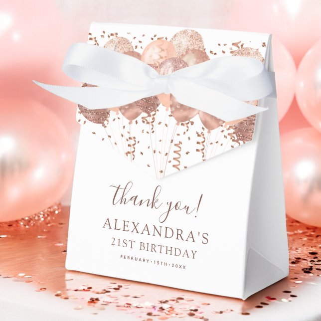 Rose Gold Balloons Thank You 21st Birthday Party  Favor Boxes (Creator Uploaded)
