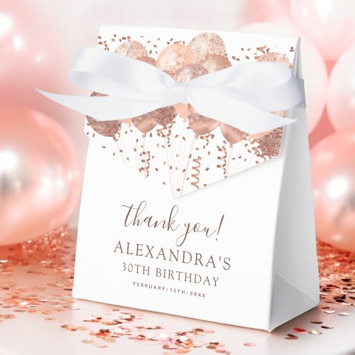 Rose Gold Balloons Thank You 30th Birthday Party  Favor Boxes