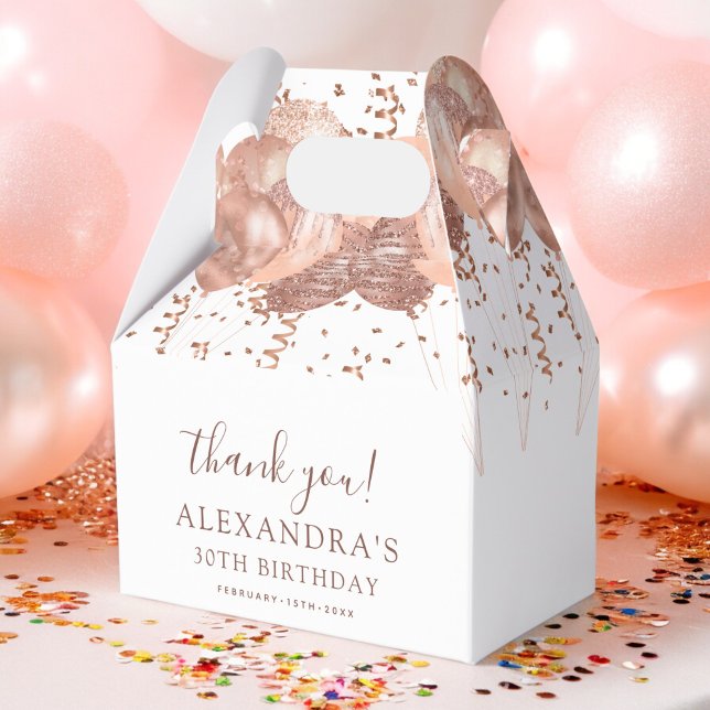 Rose Gold Balloons Thank You 30th Birthday Party  Favor Boxes (Creator Uploaded)