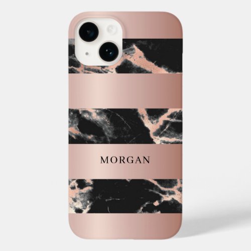 Rose Gold Bands Black  Rose Gold Marble Name Case_Mate iPhone 14 Case