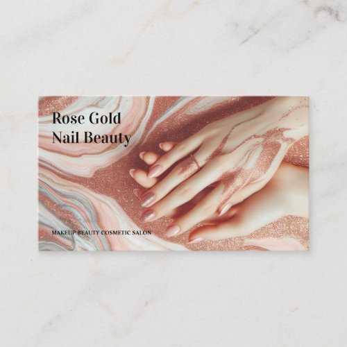 Rose Gold Beautiful Makeup Nail Business Card