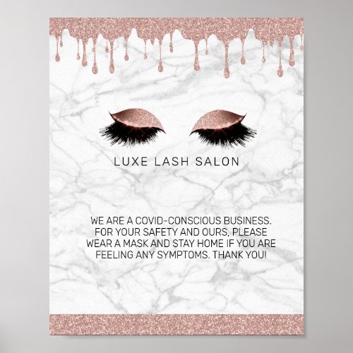 Rose Gold Beauty Salon Covid Conscious Safety Poster