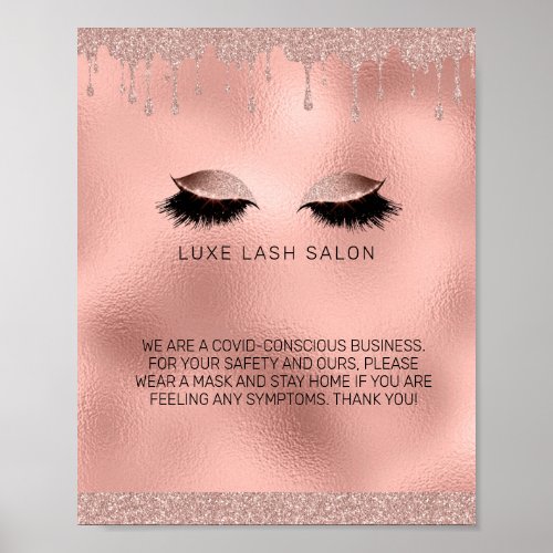 Rose Gold Beauty Salon Covid Conscious Safety Poster