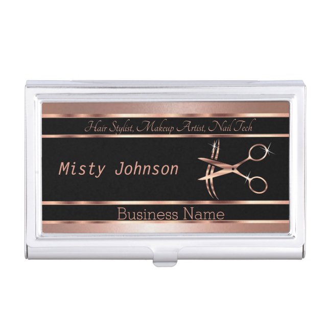 Rose Gold Beauty Salon Design Business Card Case (Front)