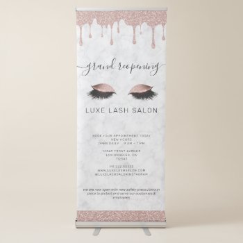 Rose Gold Beauty Salon Reopening Covid Safety Retractable Banner by antiquechandelier at Zazzle