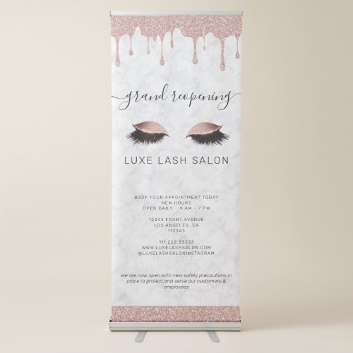 Rose Gold Beauty Salon Reopening Covid Safety Retractable Banner