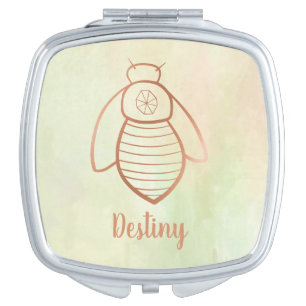Rose Gold Bee Symbol Compact Mirror