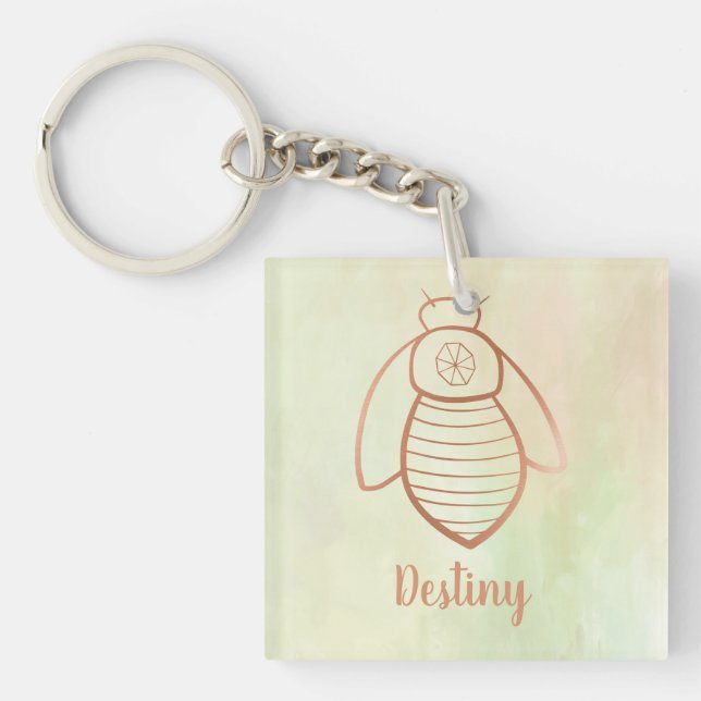 Rose Gold Bee Symbol Keychain (Front)
