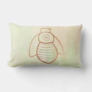 Rose Gold Bee Symbol Lumbar Pillow