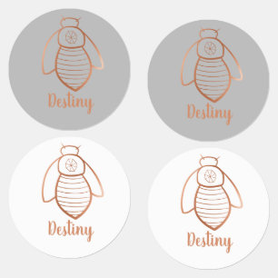 Rose Gold Bee Symbol Personalized Iron On Kids' Labels