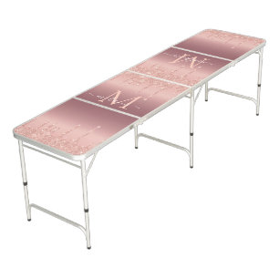 Rose Gold Beer Pong Table Custom Name and Letter