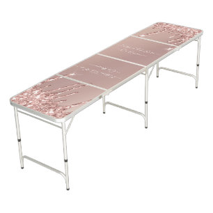 Rose Gold Beer Pong Table with Custom Text