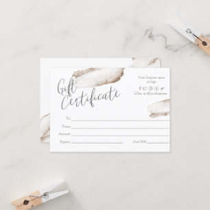 Rose Gold Beige Business Gift Certificate Card