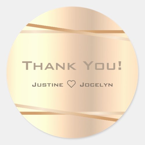 Rose Gold Beige Gradient Simple Ombre Thank You Classic Round Sticker