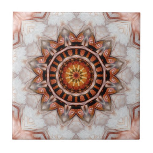 Rose Gold Bird Feather Geometric Pattern Tile