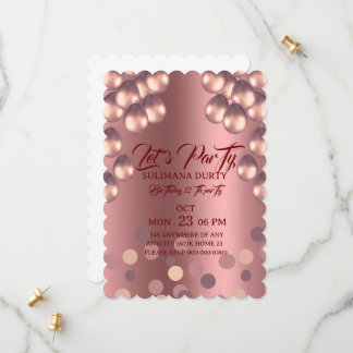 Rose Gold Birthday Invitation Template: Let's Part