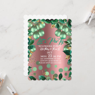 Rose Gold Birthday Invitation Template: Let's Part