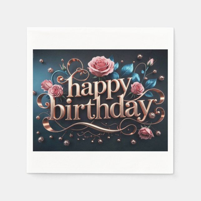 Rose gold birthday luxurious elegant extravagant  napkins (Front)